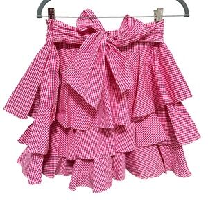 Pink Gingham Ruffle Skirt
